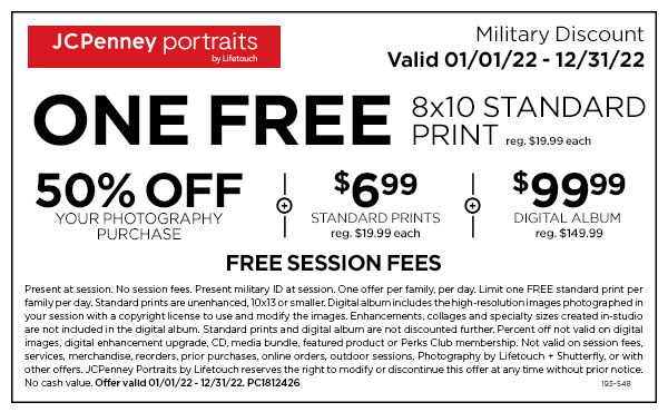 FREE 8x10 Standard Print for Military at JCPenney Portraits - Hunt4Freebies